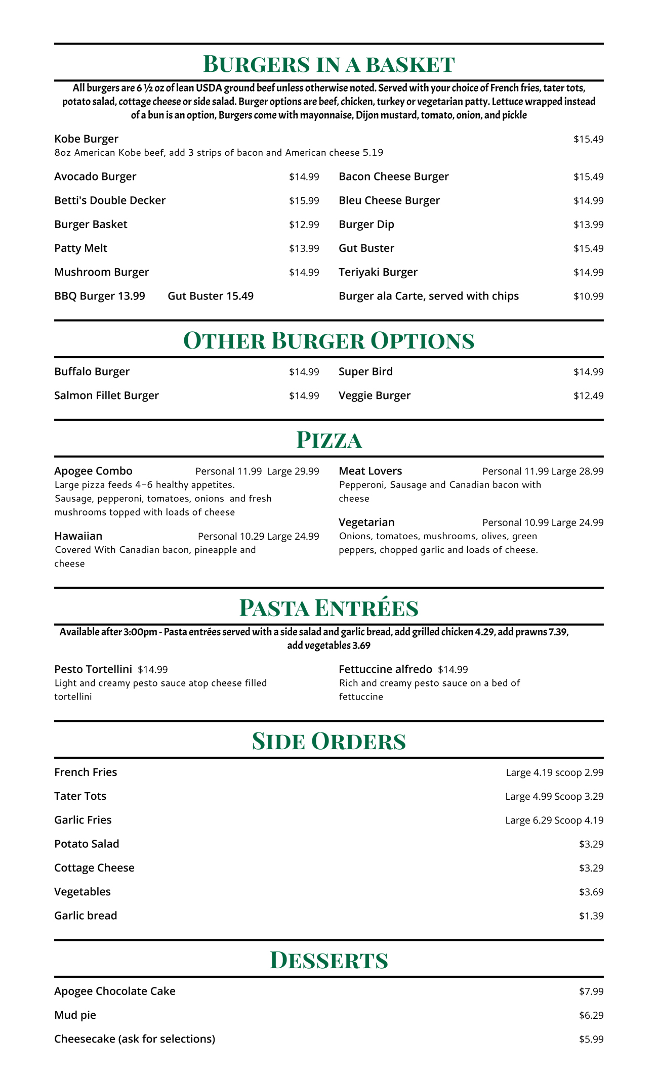 Our Menu – Apogee Pub & Eatery