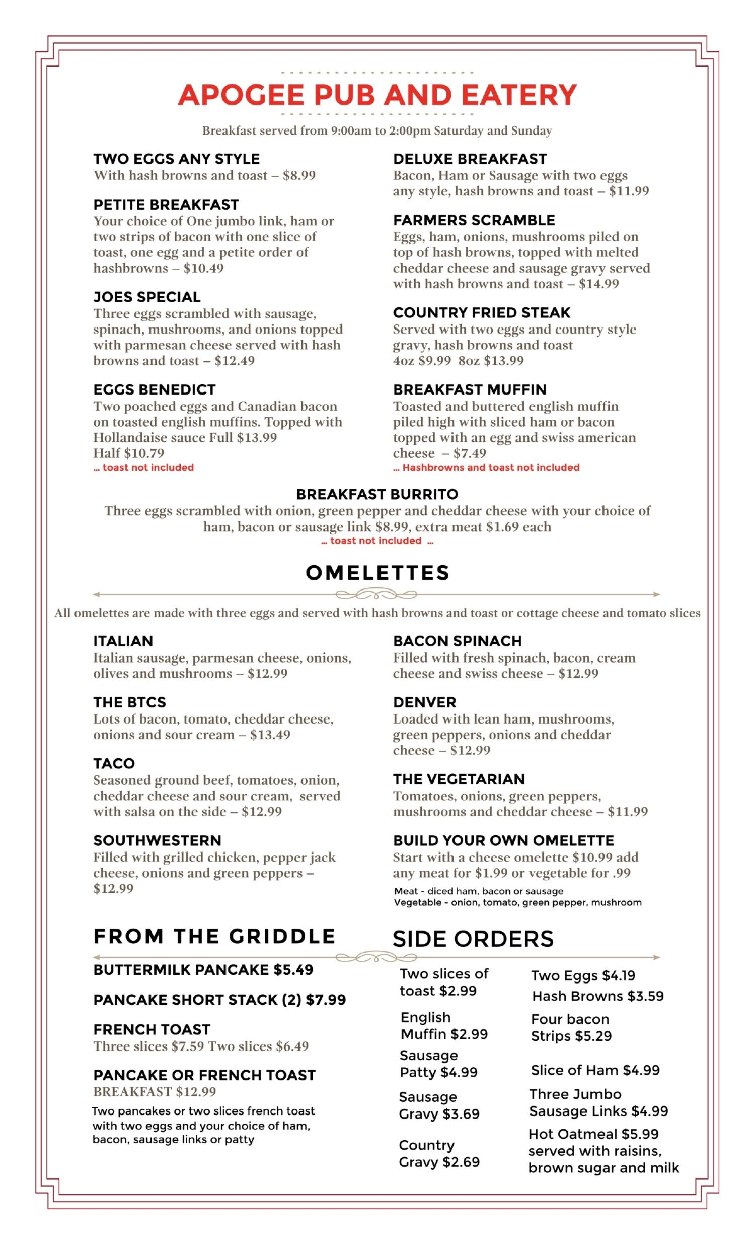 Our Menu – Apogee Pub & Eatery