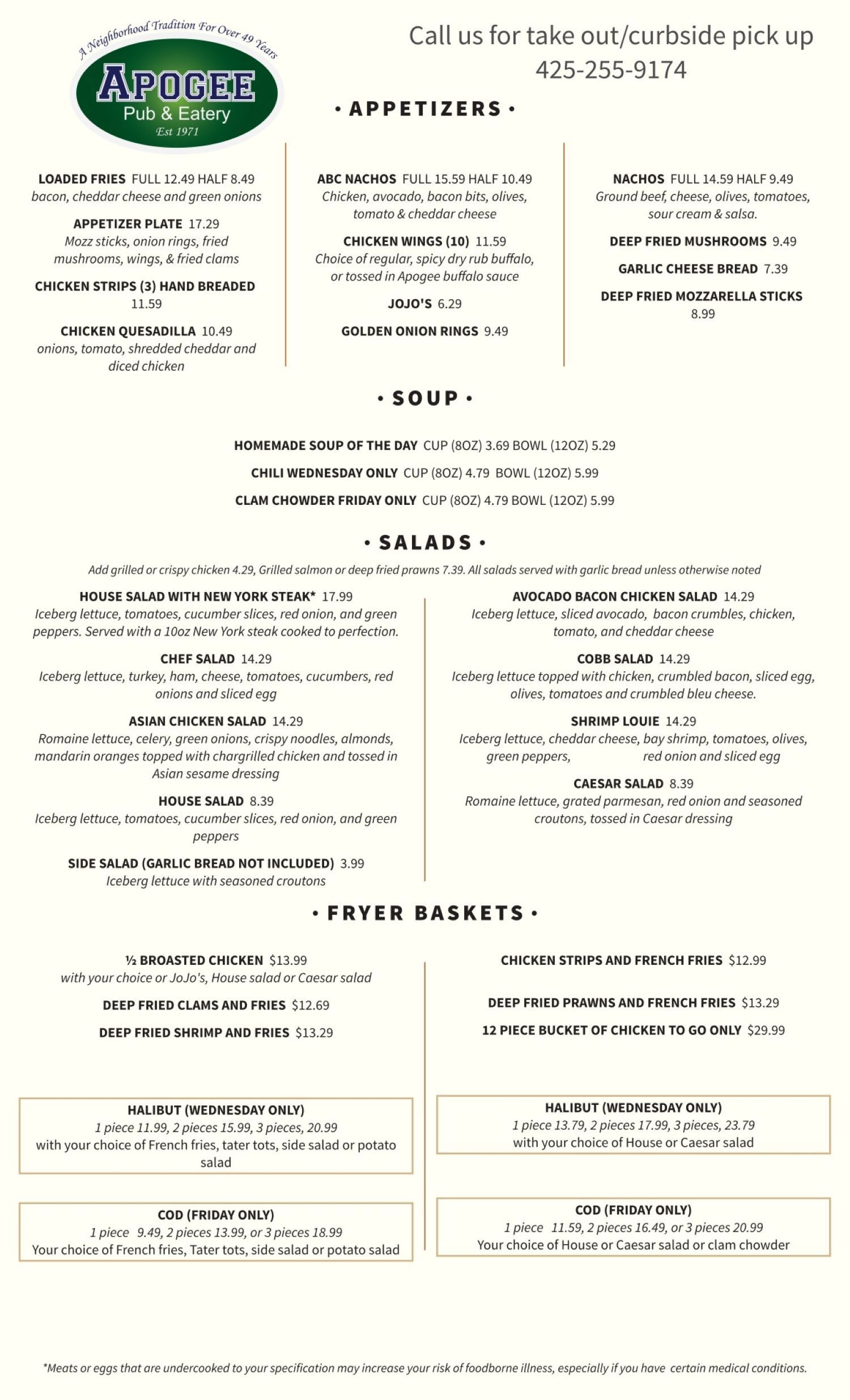 Our Menu – Apogee Pub & Eatery