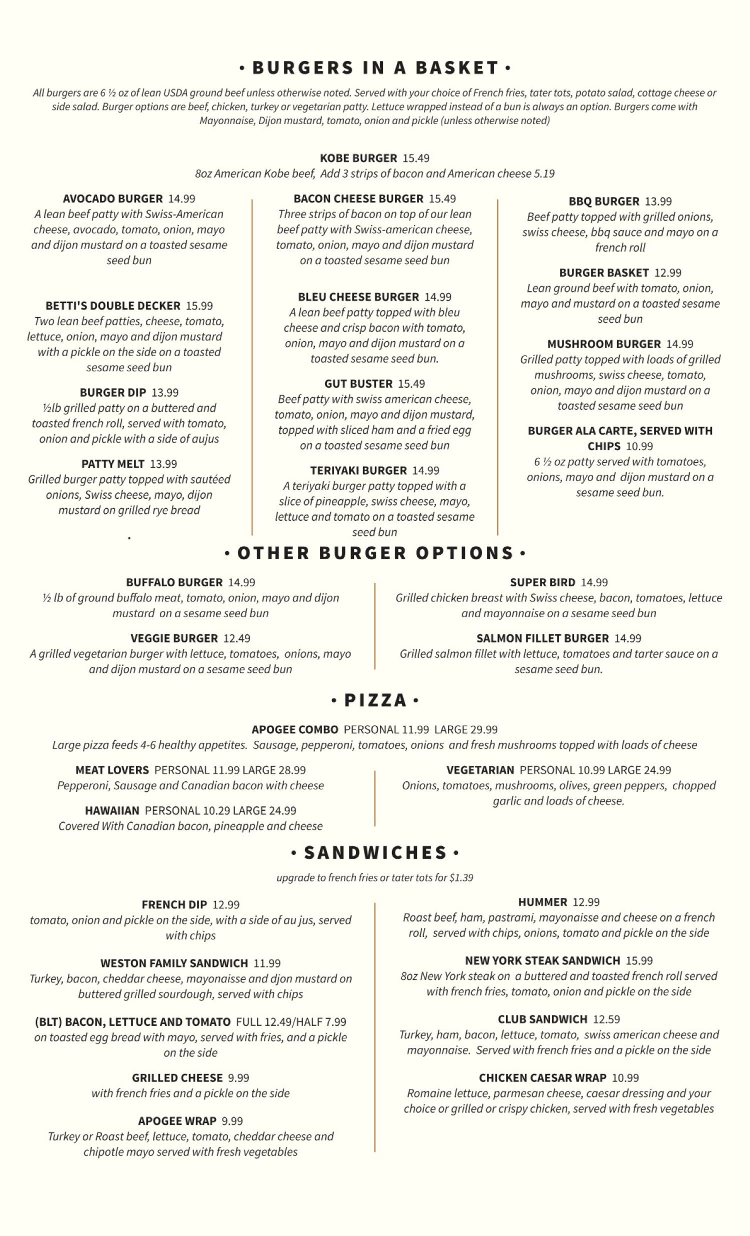 Our Menu – Apogee Pub & Eatery